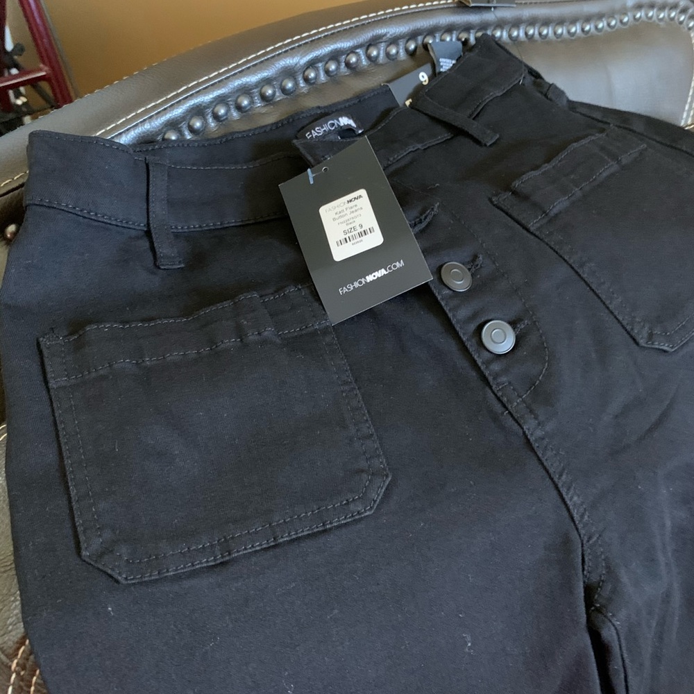 Fashion Nova Brand New Flare Button Jeans